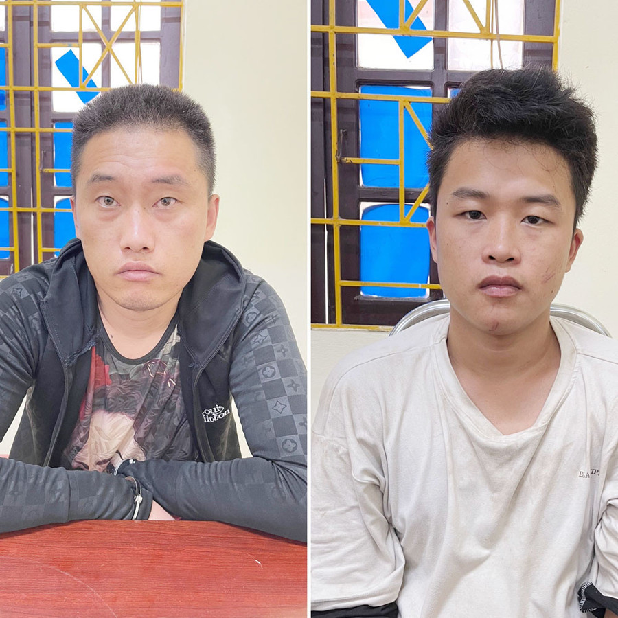 Từ trái qua: 2 đối tượng người Trung Quốc Chu Lâm và Đoàn Sỹ Phi. Ảnh nguồn Báo Lào Cai