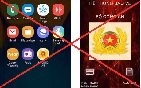 Các đối tượng sử dụng app giả mạo Bộ Công an để chiếm đoạt tài sản. Ảnh nguồn TTO