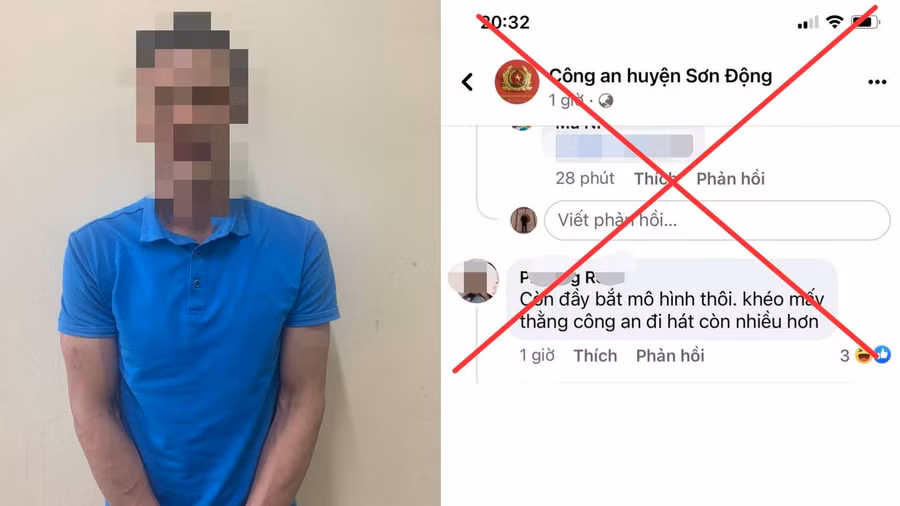  Anh P. và dòng bình luận của mình trên Facebook Công an H.Sơn Động. Ảnh Công an cung cấp