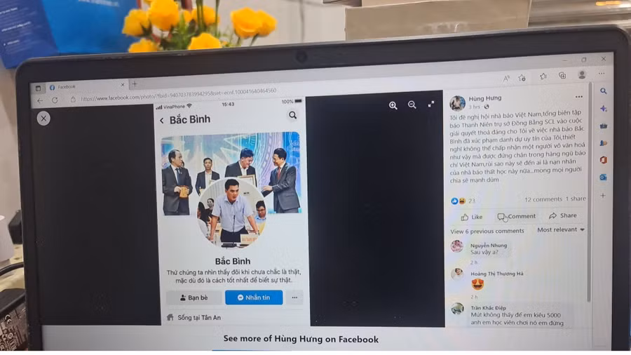 Nội dung ông Trần Quốc Hùng đăng lên trang cá nhân xúc phạm phóng viên Báo Thanh Niên. Ảnh nguồn Báo Thanh Niên