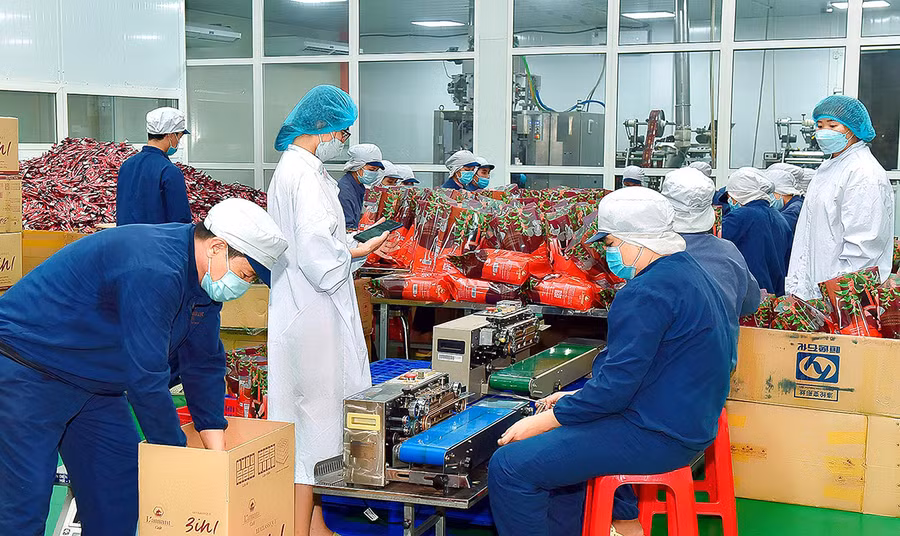  Đóng gói sản phẩm cà phê Lamant tại Công ty TNHH Vĩnh Hiệp (TP. Pleiku). Ảnh: Đức Thụy