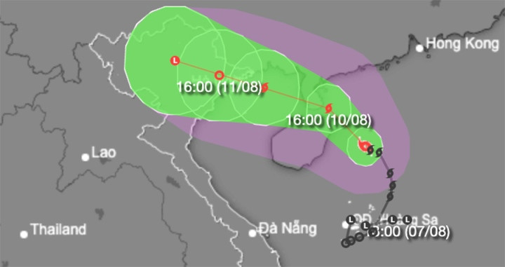  Bão số 2 di chuyển nhanh, khả năng mạnh thêm. Ảnh: Trung tâm Dự báo Khí tượng Thủy văn Quốc gia