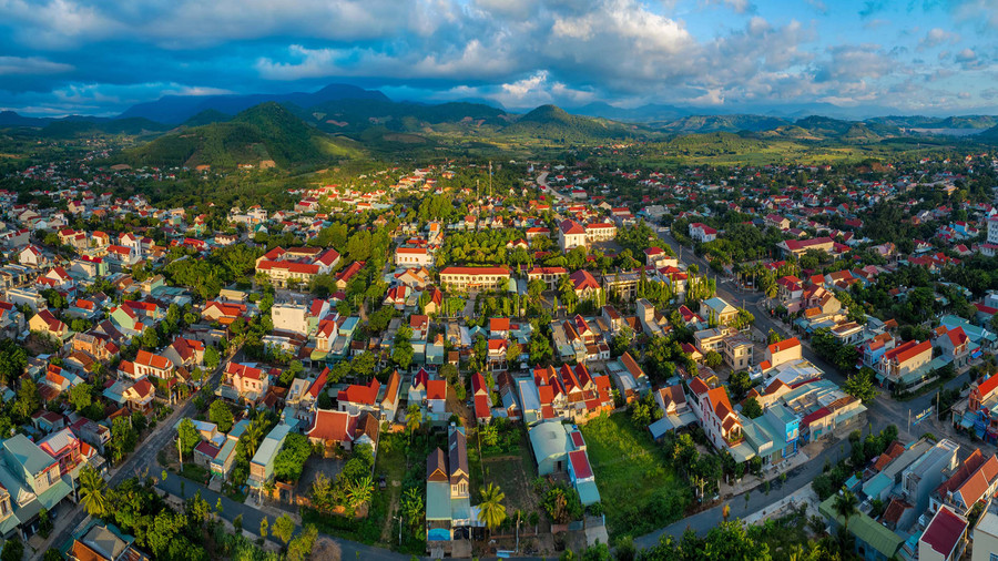 Một góc thị trấn Kbang nhìn từ trên cao. Ảnh: Phan Nguyên