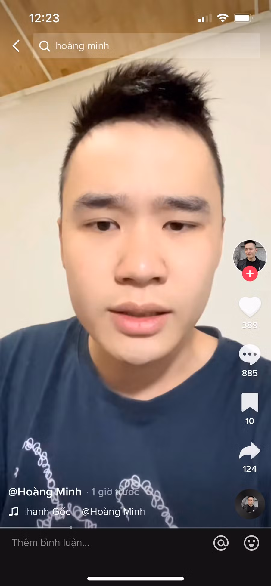 TikToker Hoàng Minh trong clip mới đăng tải đính chính, xin lỗi người miền Trung vào ngày 13-8. Ảnh chụp màn hình