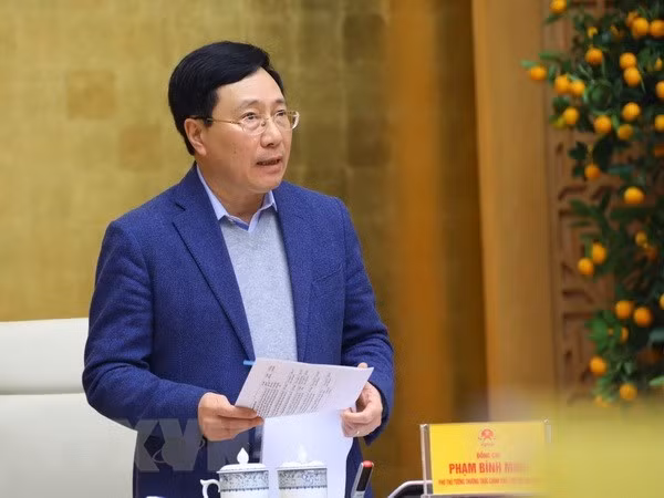 Phó Thủ tướng Thường trực Phạm Bình Minh phát biểu kết luận phiên họp Hội đồng phối hợp, phổ biến giáo dục pháp luật Trung ương năm 2022. Ảnh: Internet
