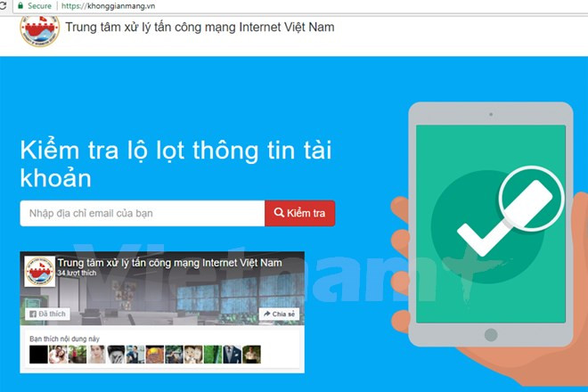 Công cụ trực tuyến kiểm tra lộ lọt thông tin tài khoản.