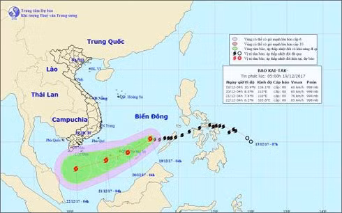 Đường đi của bão Kai-Tak.