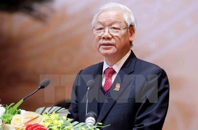 Tổng Bí thư Nguyễn Phú Trọng phát biểu chỉ đạo Đại hội. (Nguồn: TTXVN) Tổng Bí thư Nguyễn Phú Trọng phát biểu chỉ đạo Đại hội. (Nguồn: TTXVN)