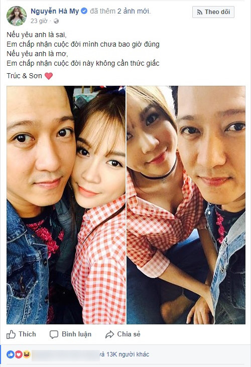 Chia sẻ của Sam khiến fan của Nhã Phương và Trường Giang "dậy sóng" Ảnh: Chụp màn hình Chia sẻ của Sam khiến fan của Nhã Phương và Trường Giang