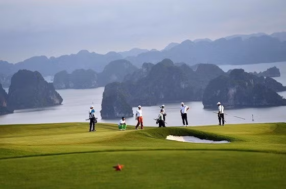 Từ sân golf có thể nhìn toàn cảnh vịnh Hạ Long