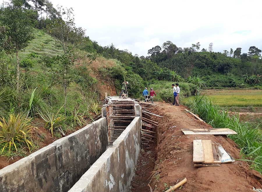  Đập Đak Pơ Dôk, xã Đak Sơ Mei cung cấp nước tưới cho 25 ha ruộng của 3 làng trong xã. Ảnh: Ngọc Thu