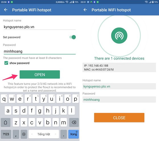 Tạo điểm phát WiFi mở rộng và danh sách các thiết bị đang kết nối. Tạo điểm phát WiFi mở rộng và danh sách các thiết bị đang kết nối.