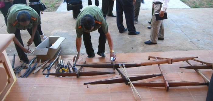  Số giáo mác, cung nỏ thu giữ được trong chuyên án.