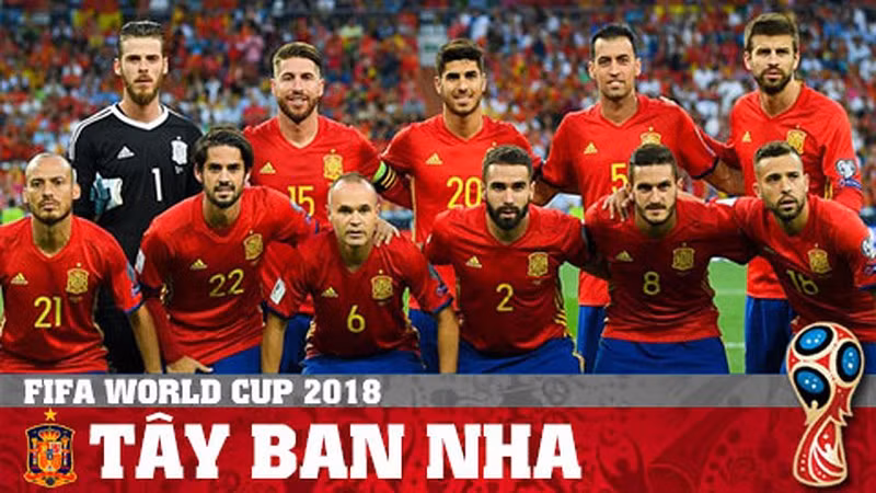 Đội hình Tây Ban Nha tại World Cup 2018.