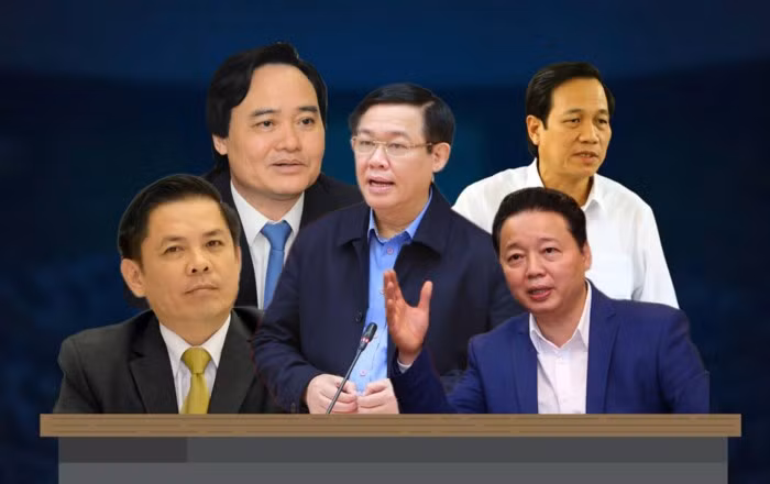 Phó thủ tướng Vương Đình Huệ cùng 4 bộ trưởng sẽ đăng đàn trả lời chất vấn tại kỳ họp thứ 5, Quốc hội khóa XIV. Đồ họa: Hoàng Hiệp. Phó thủ tướng Vương Đình Huệ cùng 4 bộ trưởng sẽ đăng đàn trả lời chất vấn tại kỳ họp thứ 5, Quốc hội khóa XIV. Đồ họa: Hoàng Hiệp.