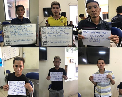 6 người Việt đã giúp đỡ 6 người Đài Loan lừa đảo gần 7 tỉ đồng của các nạn nhân Ảnh: Công an cung cấp