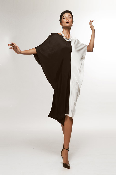 Người đẹp còn phối hai sắc màu trắng, đen trên cùng một tổng thể hoặc bố trí chúng đối xứng qua trục trên cùng một thiết kế