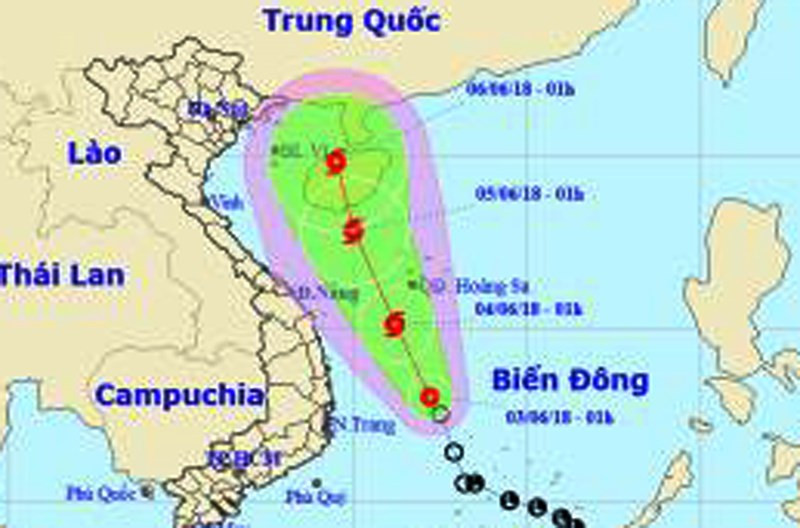 Đường đi của áp thấp có khả năng mạnh lên thành bão