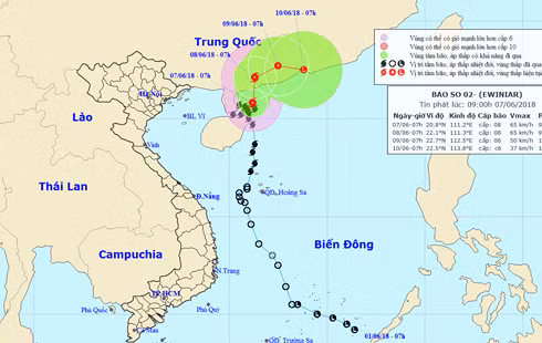 Hướng đi của cơ bão.