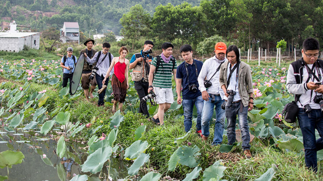 Hồ sen mùa hạ thu hút các nhiếp ảnh trẻ khu vực miền Trung. Hồ sen mùa hạ thu hút các nhiếp ảnh trẻ khu vực miền Trung.