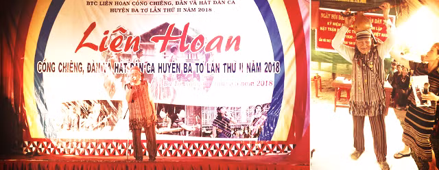 Già Sự hát dân ca trong liên hoan âm nhạc dân tộc H'rê huyện Ba Tơ tháng 5-2018 và biểu diễn đàn brook tại liên hoan khu dân cư Nước Lui năm 2016.