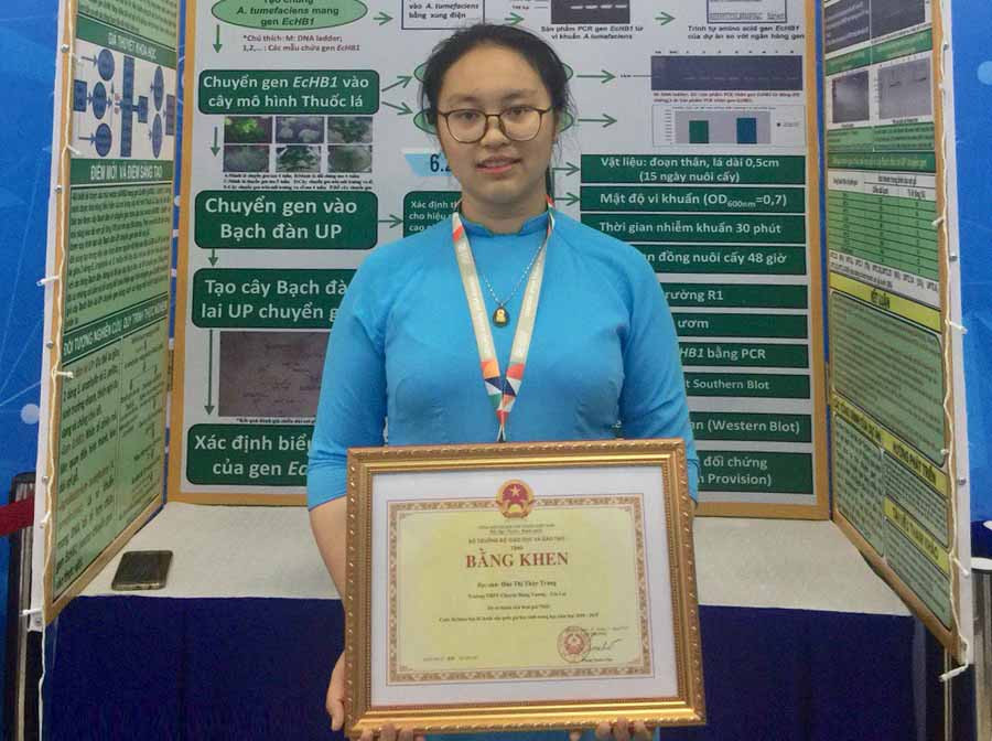 Học sinh Đào Thị Thùy Trang. Ảnh: CTV