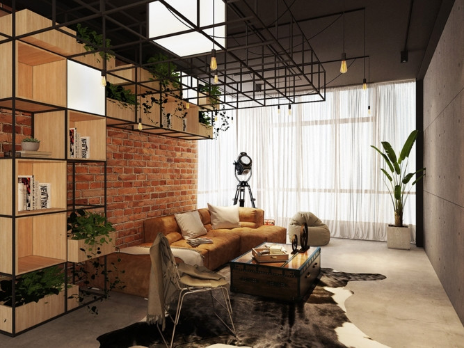 Kệ sắt bố trí dọc tường và phần trần nhà có thể trở thành hộp lưu trữ về sau. Kệ sắt bố trí dọc tường và phần trần nhà có thể trở thành hộp lưu trữ về sau.