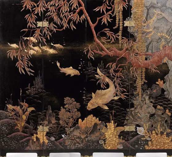 Tác phẩm Nine carps in the water của họa sĩ Phạm Hậu gây sốc tại phiên đấu