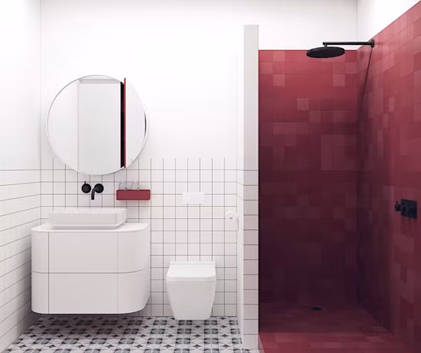  Khu vực tắm và vệ sinh cá nhân được đánh dấu bằng màu sắc.