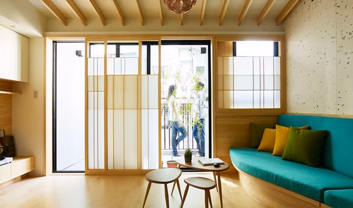 Cửa trượt mang phong cách Nhật không chiếm quá nhiều diện tích.