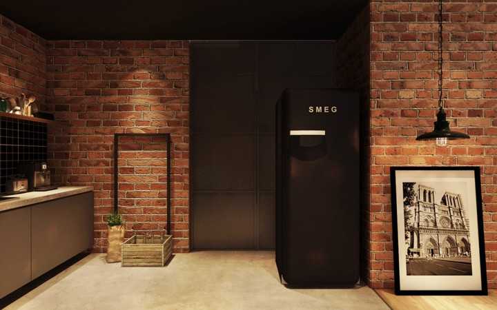 Tủ lạnh màu đen phong cách. Tủ lạnh màu đen phong cách.