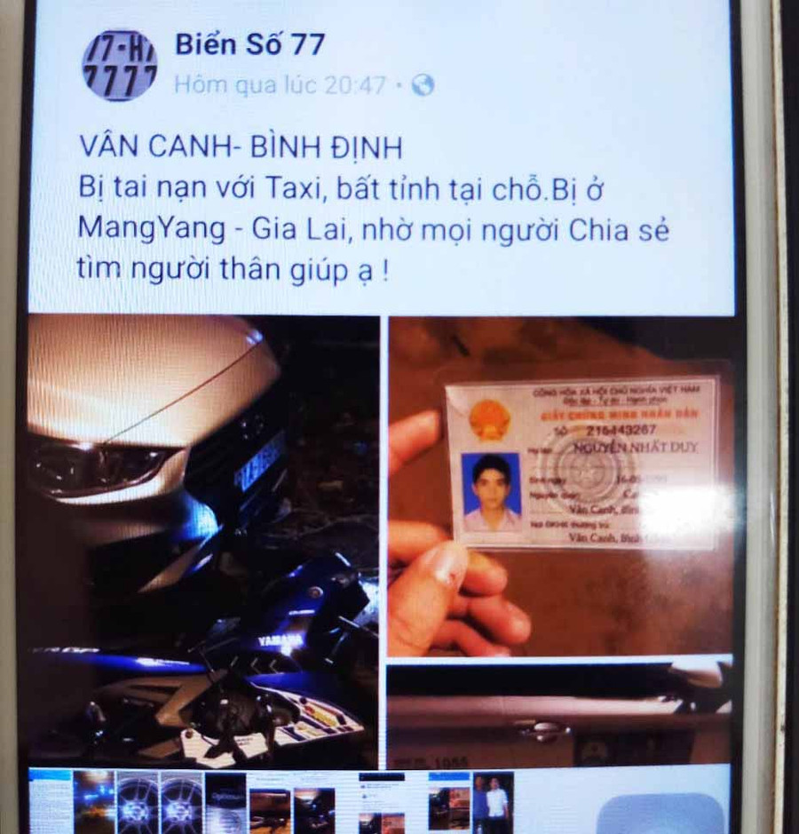 Sau khi tạo hiện trưởng giả xong, D. dùng điện thoại chụp hình đăng lên mạng xã hội thu hút được hàng nghìn lượt người xem và chia sẻ. Ảnh: Minh Nguyễn