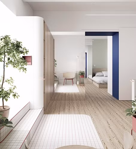  Với cách lựa chọn sàn giật cấp chủ nhân đã có một khu vườn nho nhỏ nằm ngay cạnh phòng khách.