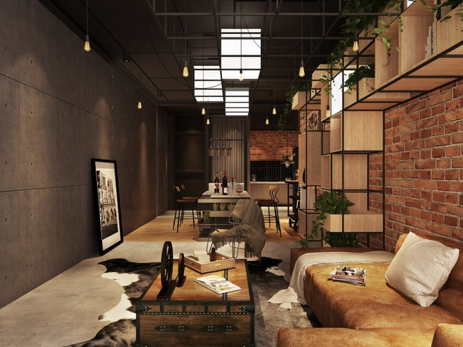 Nhờ hệ thống kệ này mà căn hộ khoác chiếc áo mang màu sắc công nghiệp đặc trưng. Nhờ hệ thống kệ này mà căn hộ khoác chiếc áo mang màu sắc công nghiệp đặc trưng.