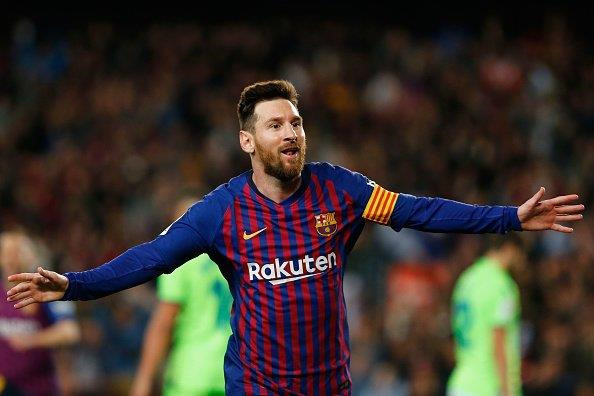 Messi ghi bàn mang về chức vô địch La Liga cho Barcelona. Ảnh: Getty.