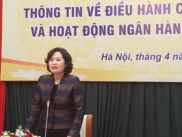 Phó Thống đốc NHNN Nguyễn Thị Hồng tại buổi họp báo. (Ảnh: T.H/Vietnam+) Phó Thống đốc NHNN Nguyễn Thị Hồng tại buổi họp báo. (Ảnh: T.H/Vietnam+)