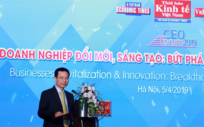 Bộ trưởng Bộ TT&TT Nguyễn Mạnh Hùng phát biểu tại Diễn đàn CEO 2019. Ảnh:TBKT. Bộ trưởng Bộ TT&TT Nguyễn Mạnh Hùng phát biểu tại Diễn đàn CEO 2019. Ảnh:TBKT. Dám chấp nhận cái mới để sai nhanh hơn, với chi phí rẻ hơn