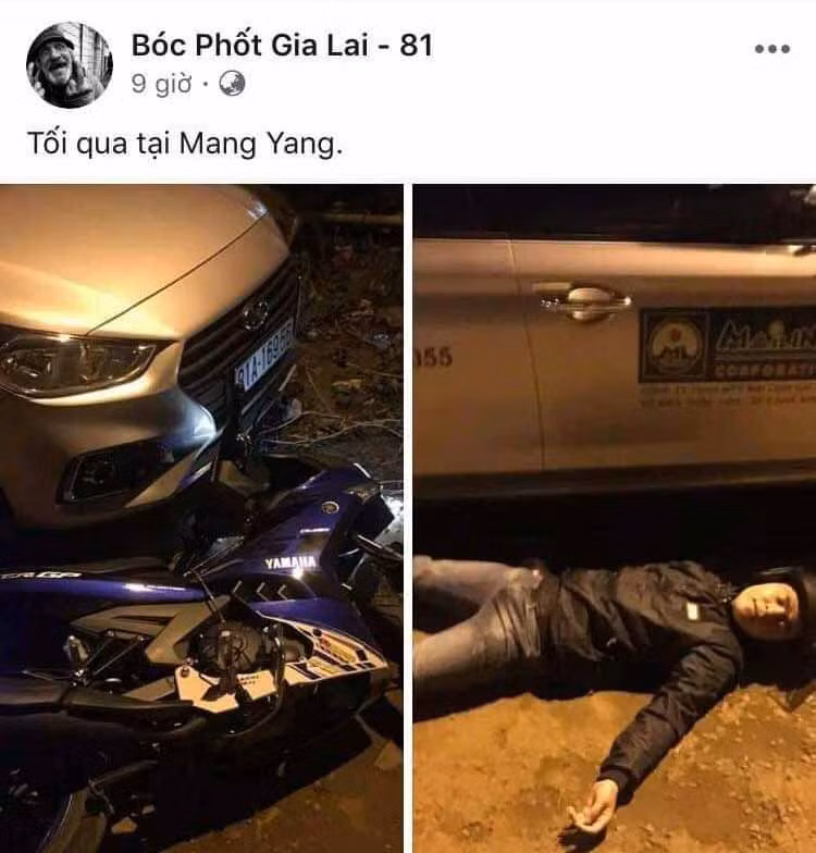 Nguyễn Nhất D. cố tình tạo hiện trường giả một vụ tai nạn giao thông chỉ để câu like trên mạng xã hội. Ảnh: Minh Nguyễn