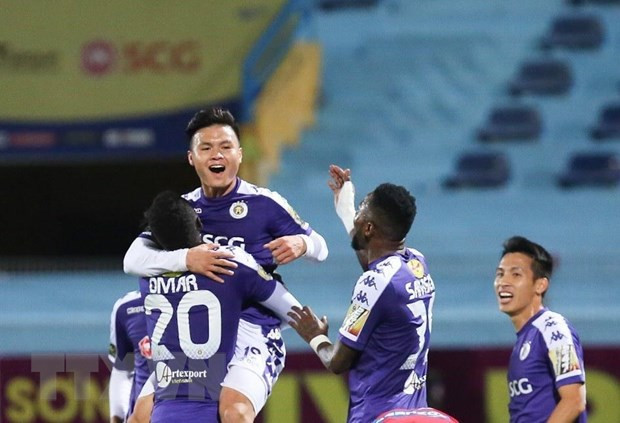  Hà Nội FC hướng đến chiến thắng để tìm lại niềm vui. (Ảnh: Trọng Đạt/TTXVN)