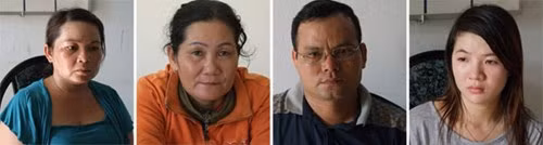 Từ trái sang: Huỳnh Thị Thìn, Dương Thị Nhịn, Huang Qin Lu và Châu Thị Thùy Trang