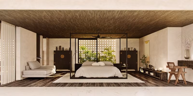 Trần ốp bằng tre giúp điều chỉnh nhiệt độ trong phòng luôn ổn định, tạo cảm giác dễ chịu cho người sử dụng.