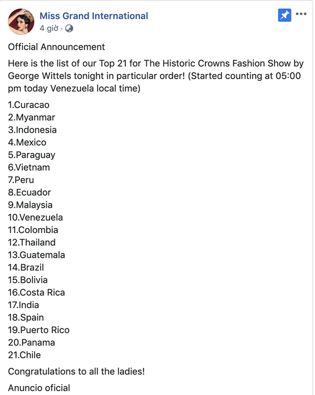 Kiều Loan lọt top 21 cho đêm trình diễn giới thiệu vương miện Miss Grand International. (Ảnh chụp màn hình) Kiều Loan lọt top 21 cho đêm trình diễn giới thiệu vương miện Miss Grand International. (Ảnh chụp màn hình)