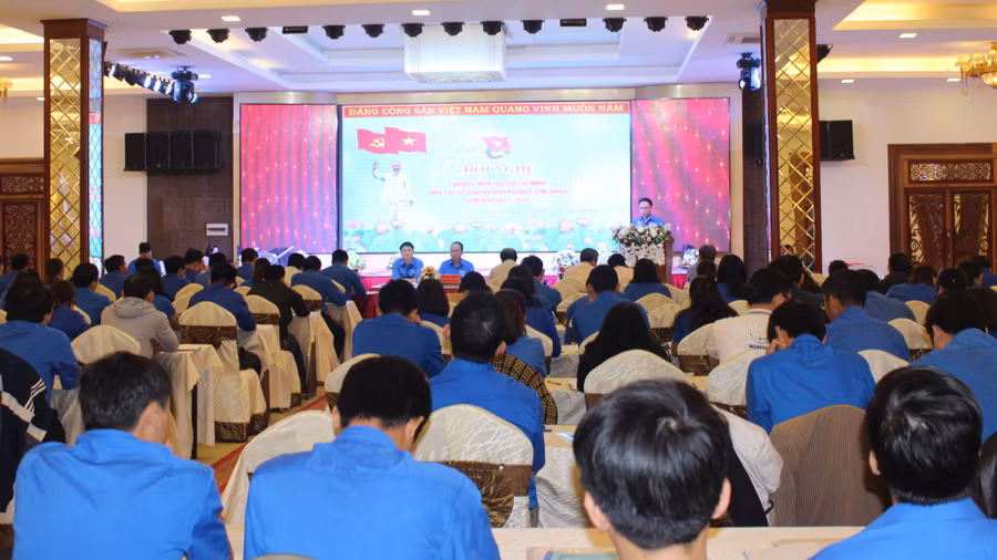 Toàn cảnh hội nghị đại biểu Đoàn Thanh niên Cộng sản (TNCS) Hồ Chí Minh khối các cơ quan và doanh nghiệp tỉnh Gia Lai. Ảnh Phan Lài