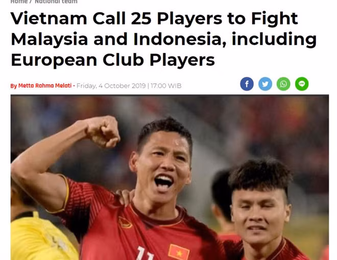 Bài báo trên trang Bolasport. Bài báo trên trang Bolasport.