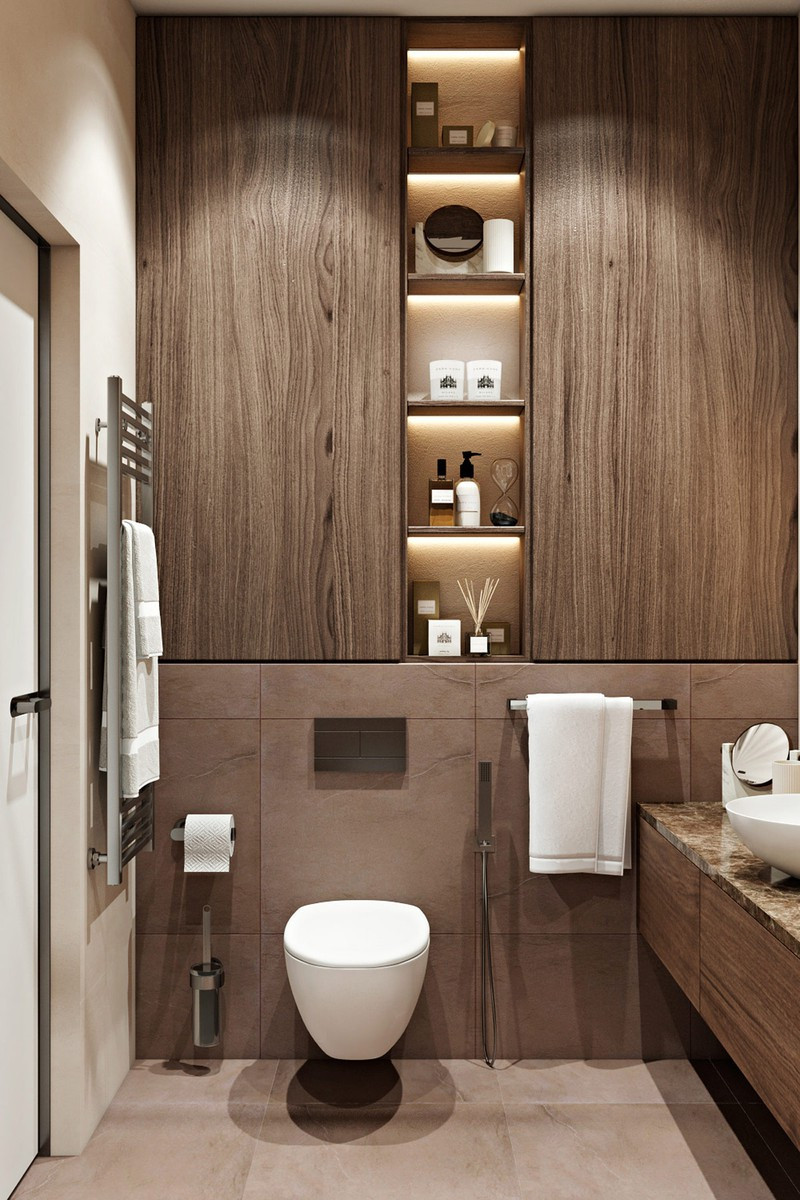  Trong phòng ngủ chính còn bố trí một nhà vệ sinh, thuận tiện cho việc sinh hoạt hàng ngày.