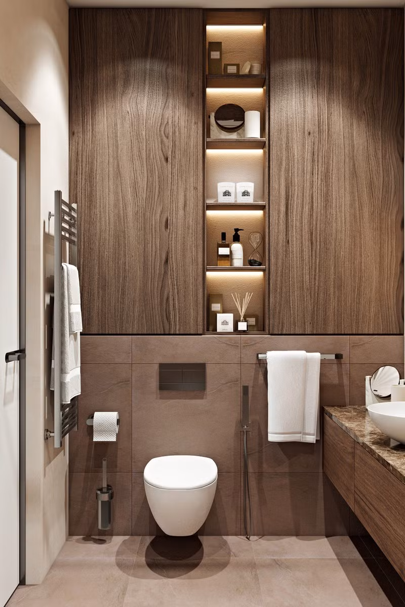  Trong phòng ngủ chính còn bố trí một nhà vệ sinh, thuận tiện cho việc sinh hoạt hàng ngày.