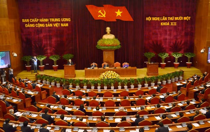 Hội nghị lần thứ 11 Ban Chấp hành Trung ương Đảng khóa XII. Ảnh Phạm Cường, nguồn dangcongsan