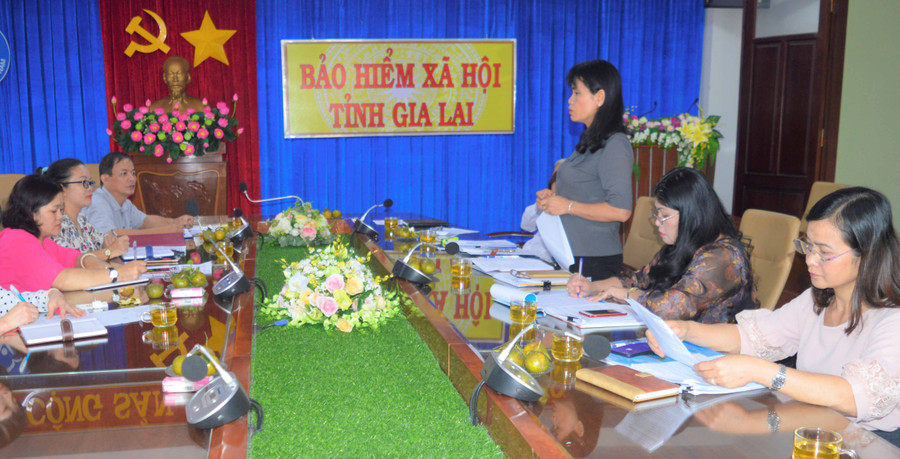 Quang cảnh buổi kiểm tra tại Bảo hiểm Xã hội tỉnh Gia Lai. Ảnh: Đinh Yến