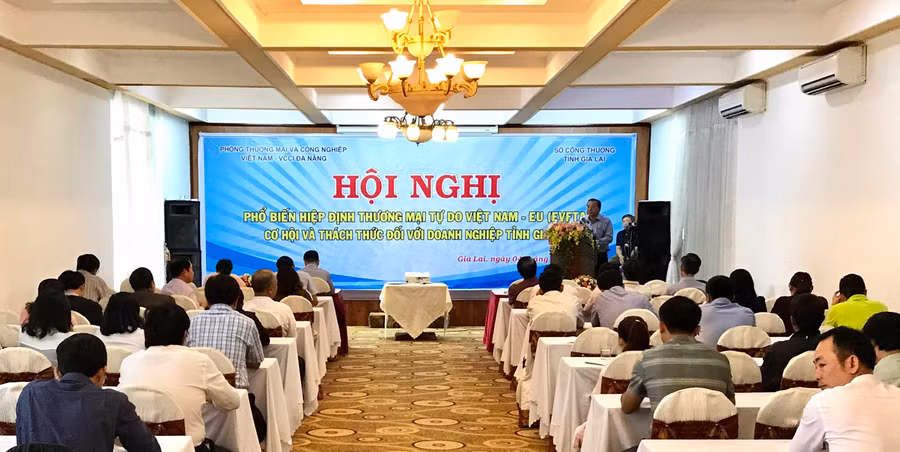 Hội nghị phổ biến Hiệp định thương mại tự do EVFTA. Ảnh: Hà Duy