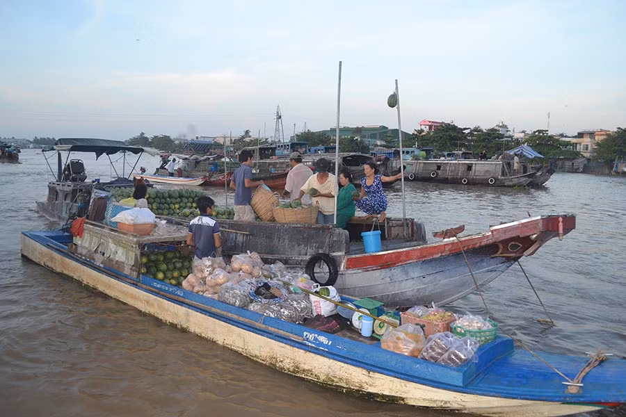  Chợ nổi Cái Răng. Ảnh: Bích Nga